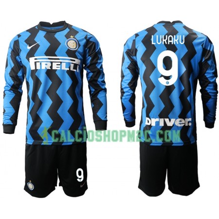 Inter Milan Romelu Lukaku 9 Bambino Maglia Prima 2020/2021 Manica Lunga (+ Pantaloncini)